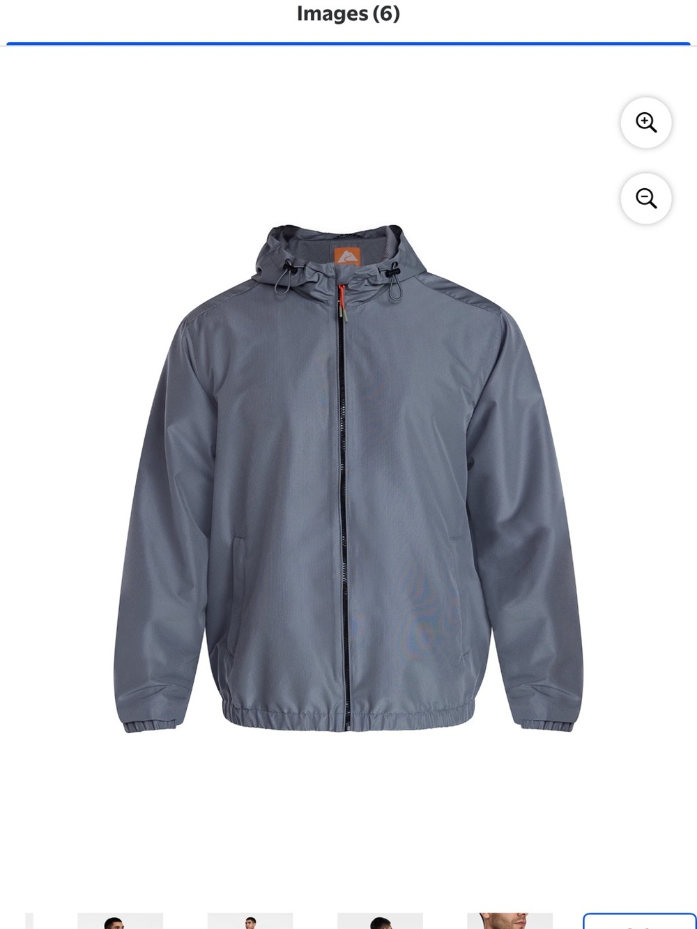 Ozark Trail Men's Gray Hooded Rain Jacket